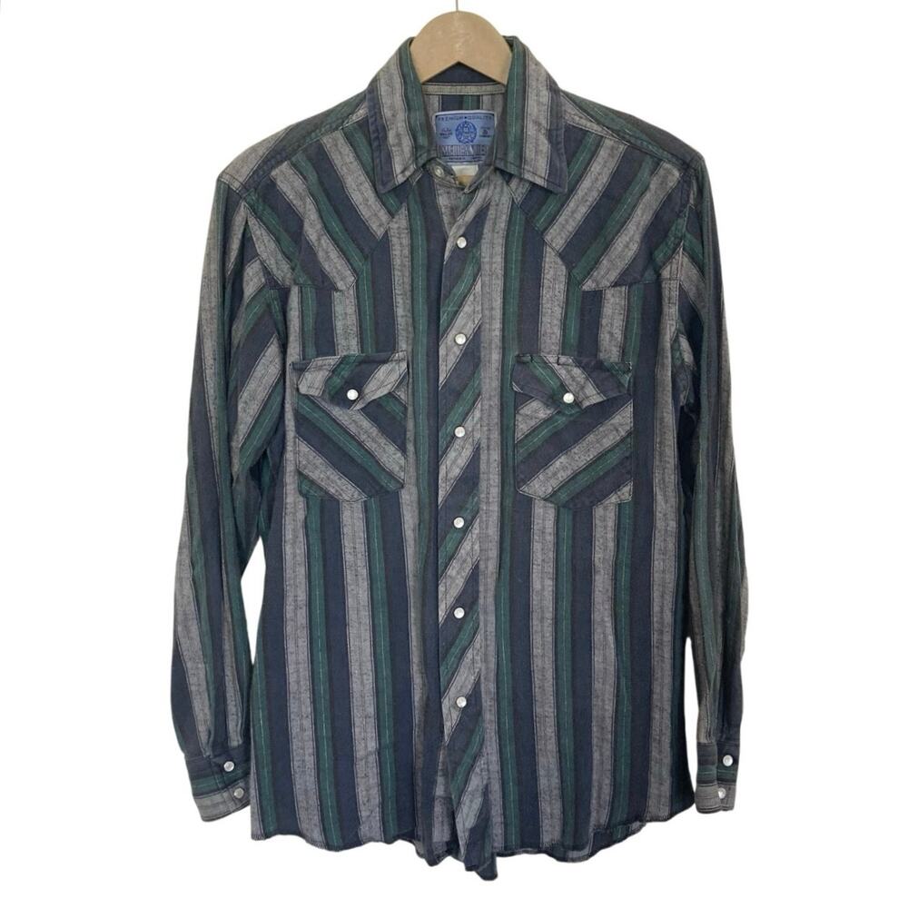 American Hero Cotton Pearl Snap Western Button Up Shirt